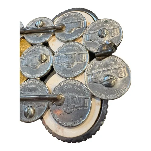 Vintage Coin Belt Buckle – artisan made Gold & Silver Tone Statement Piece J11